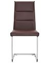 Conjunto de 2 sillas de comedor de piel sintética marrón oscuro/plateado ROCKFORD_787599