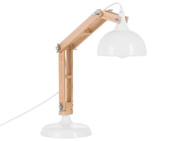 Lampka biurkowa regulowana drewniana biała SALADO