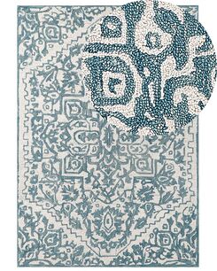 Matto villa valkoinen/sininen 160 x 230 cm AHMETLI Matto villa valkoinen/sininen 160 x 230 cm AHMETLI