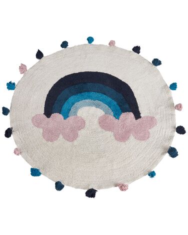 Runder Kinderteppich aus Baumwolle mit Regenbogenmotiv ø 120 cm mehrfarbig GORISA