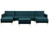 5 Seater U-Shaped Modular Velvet Sofa with Ottoman Teal ABERDEEN_738306