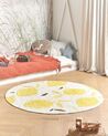 Round Cotton Area Rug ø 140 cm Light Beige and Yellow MAWAND_903871