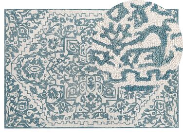 Teppich Wolle weiß / blau 140 x 200 cm AHMETLI