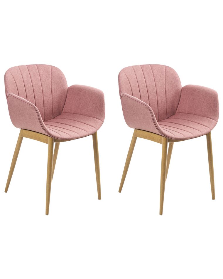 Lot de 2 chaises de salle à manger en tissu rose ALICE_868327