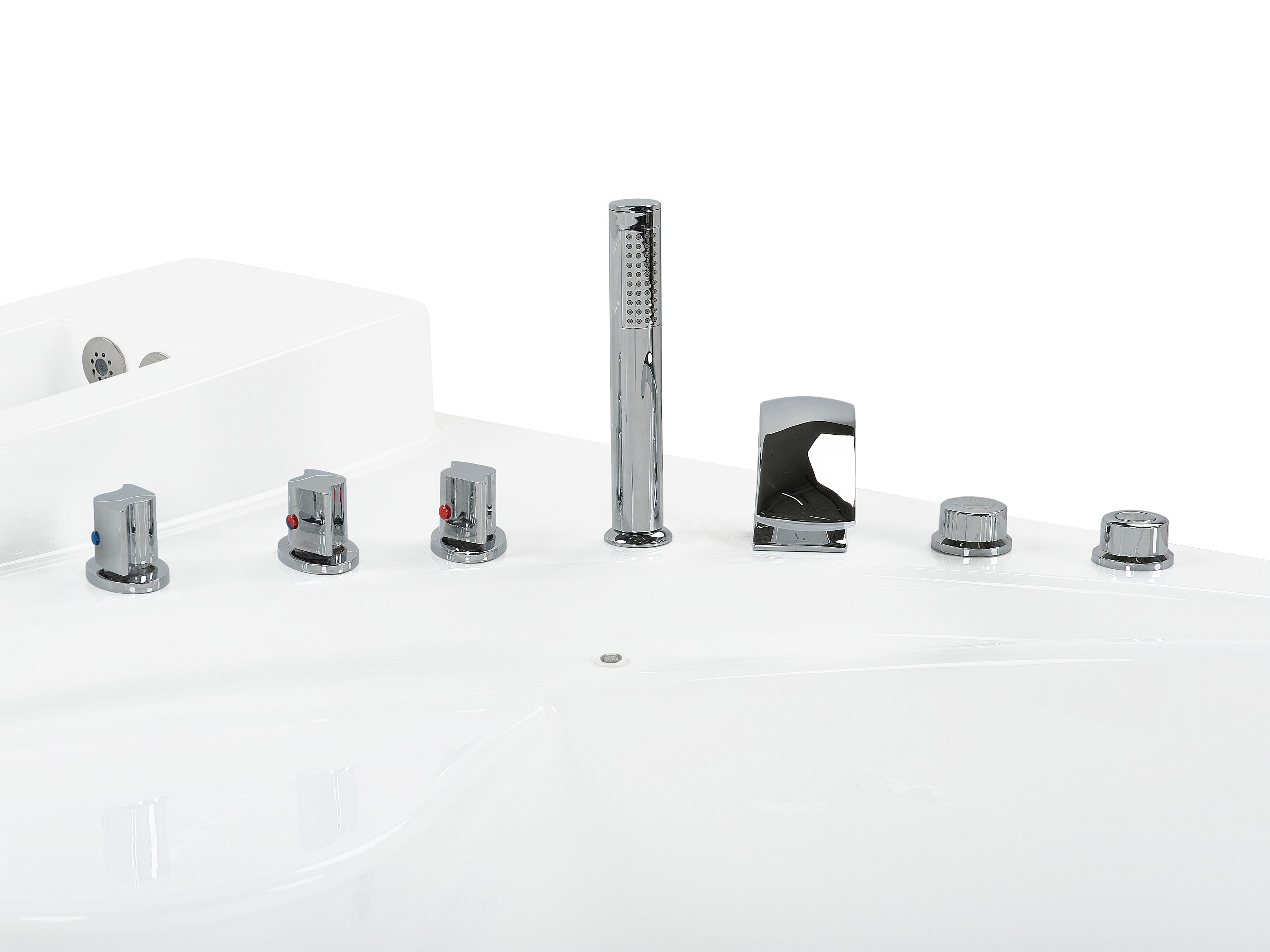 Wanna narożna LED z hydromasażem biała PELICAN