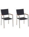 Conjunto de 2 sillas de jardín de ratán/acero negro/plateado GROSSETO_739098
