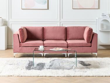 3 Seater Modular Velvet Sofa Pink EVJA