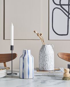 Kukkamaljakko kivitavara harmaa 22 cm ALALIA Kukkamaljakko kivitavara harmaa 22 cm ALALIA