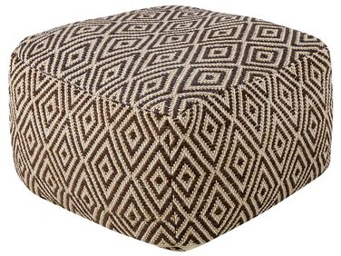 Wool Pouffe Brown and Beige MANISA