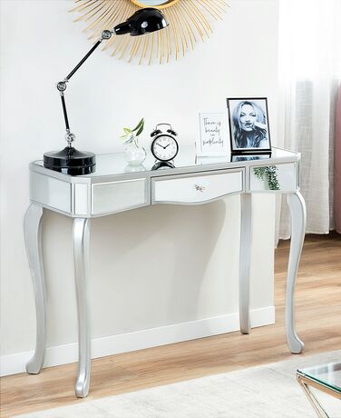 Drawer Console Table Mirror Effect Silver CARCASSONNE