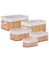 Conjunto de 5 cestas de madera de bambú clara/blanco TALPE_849939