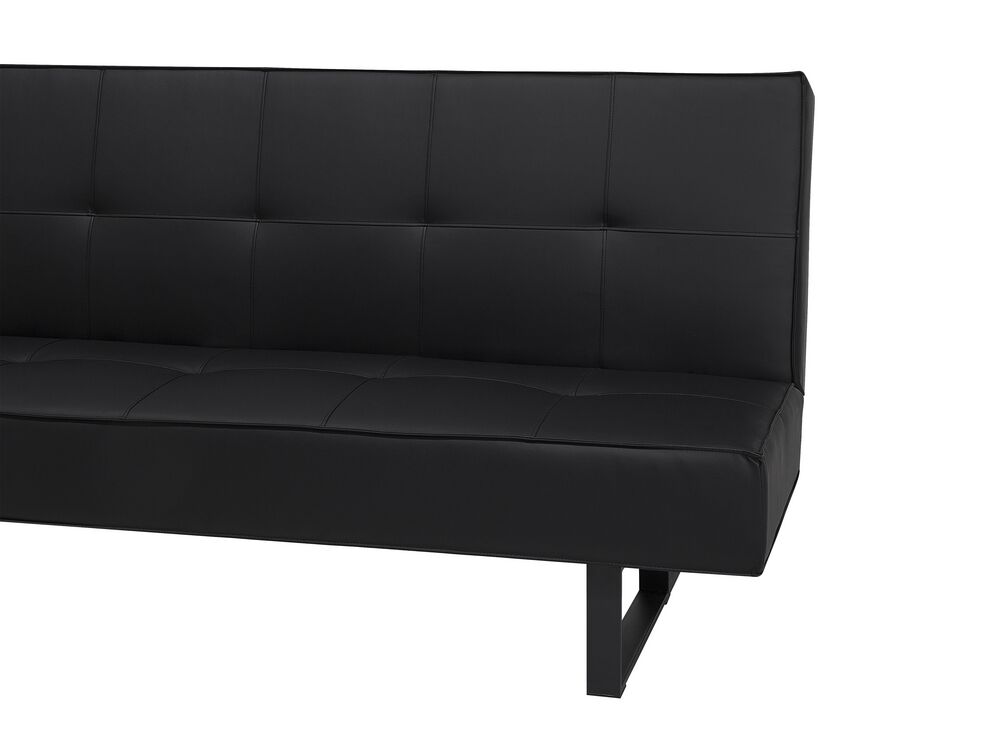 Faux Leather Sofa Bed Black DERBY Beliani.co.uk