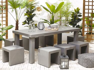 Hagemøbler sett bord og 6 stoler betong grå TARANTO