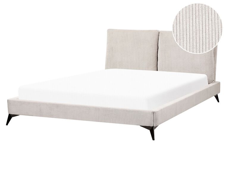Łóżko sztruksowe 160 x 200 cm jasnobeżowe MELLE_882216
