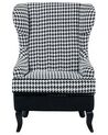 Fabric Armchair Houndstooth Black and White MOLDE_673416