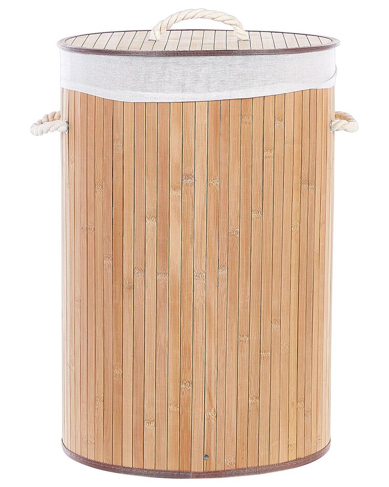 Cesta de madera de bambú clara/blanco 60 cm SANNAR_849849
