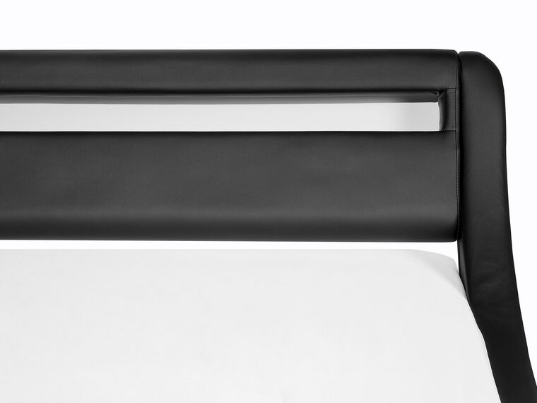 Faux Leather EU Super King Bed with LED Black AVIGNON Beliani.co.uk