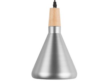 Lámpara de techo de metal plateado/madera clara 120 cm ARDA