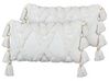2 poduszki dekoracyjne bawełniane tuftowane z frędzlami 30 x 50 cm białe DAUR_910439