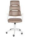 Chaise de bureau en cuir PU blanc et marron GRANDIOSE_903302