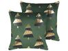 Set of 2 Velvet Cushions Christmas Tree Pattern 45 x 45 cm Green GOLDSPRUCE_879397