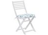 Table et 2 chaises de jardin blanches en bois avec coussins bleus FIJI _764253