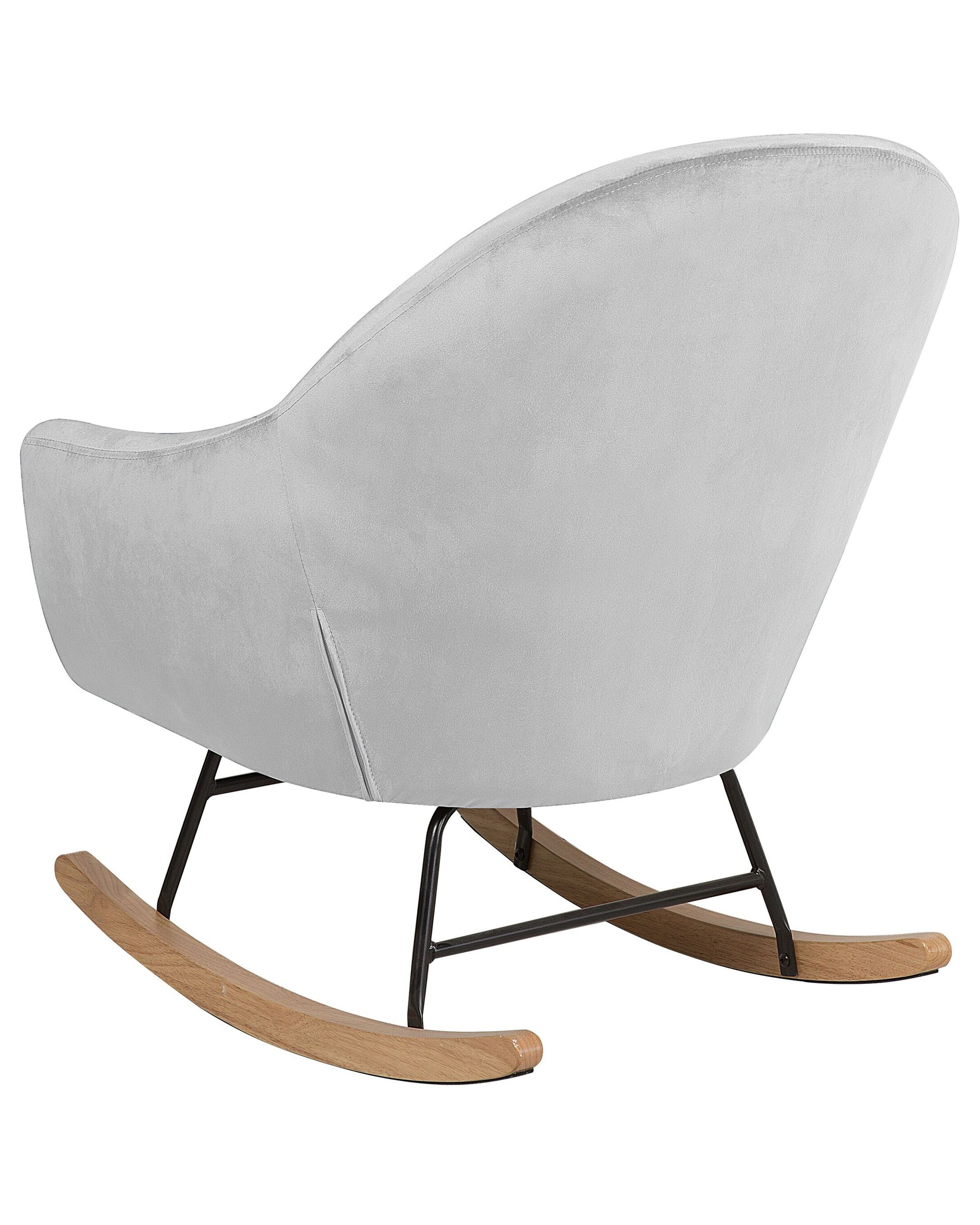 Fauteuil à Bascule Moderne Beliani - Tissu Taupe, Pieds Métal Et Bois, Accoudoirs, Charge 120 Kg - 3