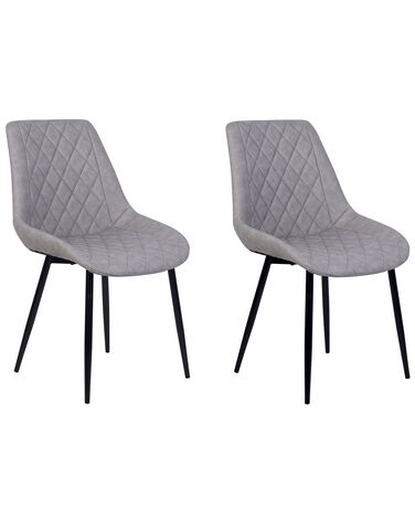 Conjunto de 2 sillas de comedor de piel sintética gris claro/negro MARIBEL