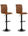 Set of 2 Bar Stools Brown Faux Leather LUCERNE II_894478