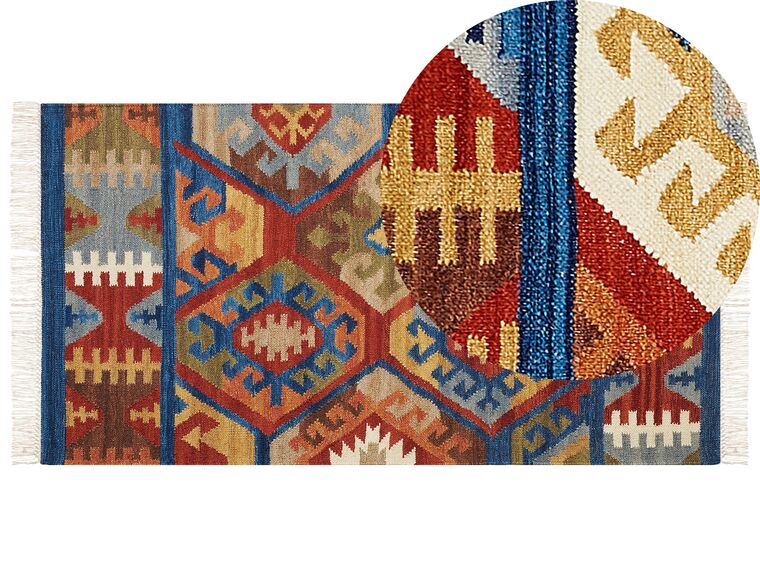 Vlněný kelimový koberec 80 x 150 cm vícebarevný JRVESH_859168