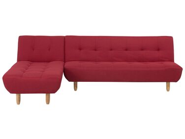 Right Hand Modular Fabric Corner Sofa Bed Red ALSTEN