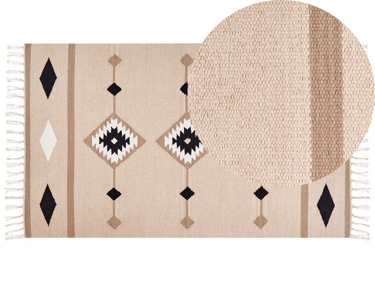 Kelim Teppich Baumwolle mehrfarbig 80 x 150 cm geometrisches Muster Kurzflor BERDIK_869989