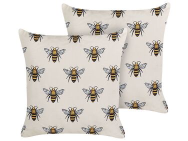 Lot de 2 coussins de jardin à motif d'abeilles beiges 45 x 45 cm CANNETO