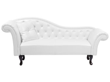 Left Hand Faux Leather Chaise Lounge White LATTES