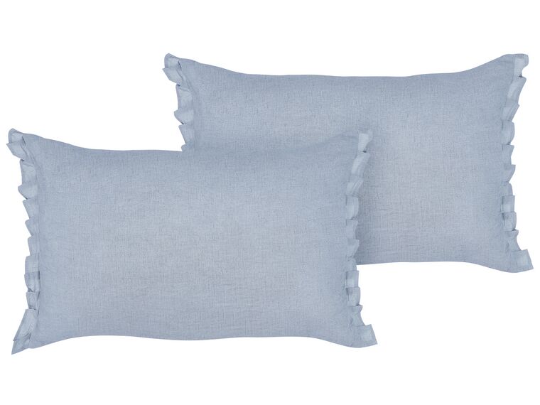 Set of 2 Linen Cushions 30 x 45 cm Light Blue SASSAFRAS_906674