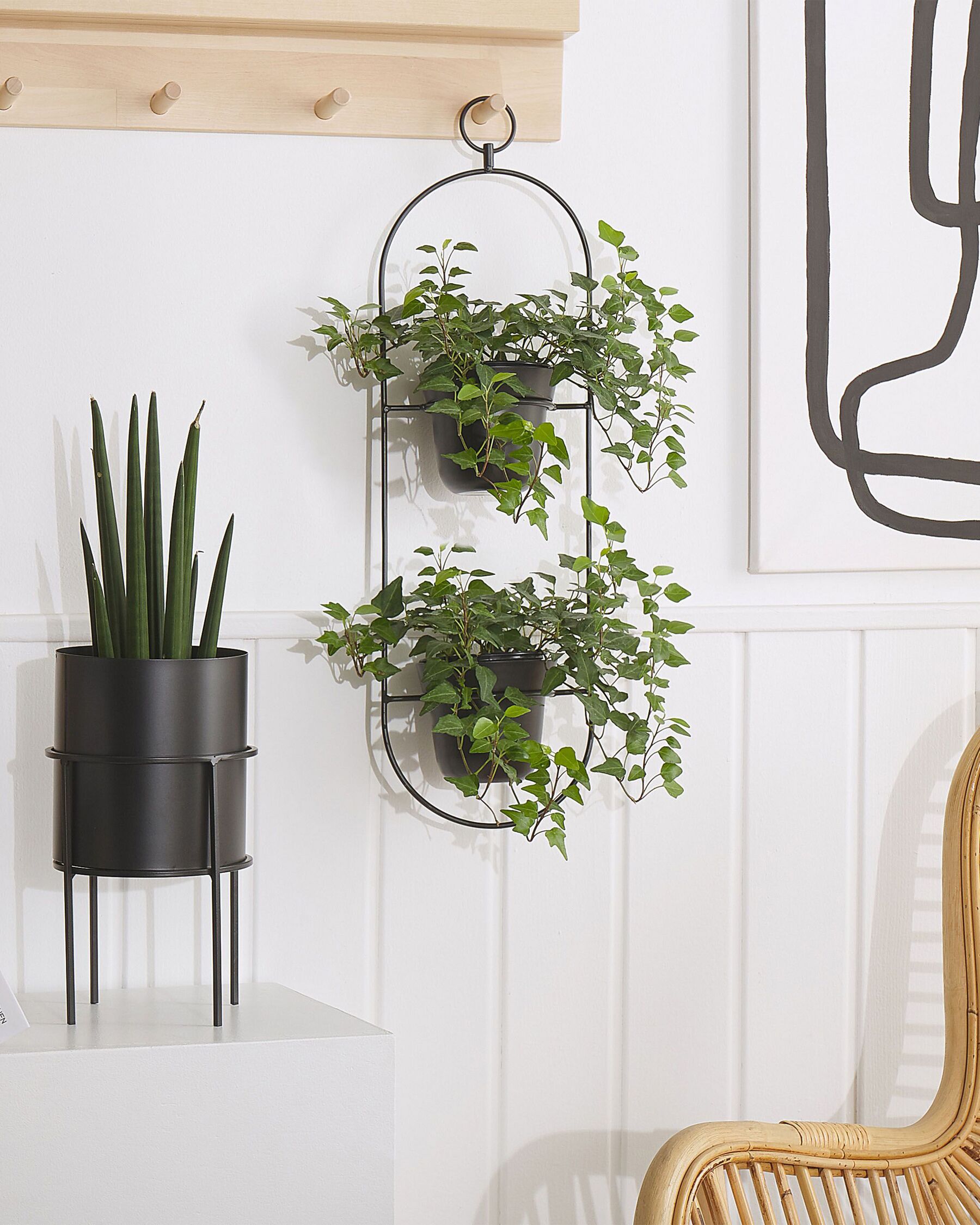 Blumenampel schwarz ⌀ 12 cm 2 Etagen AGIOS Beliani.de