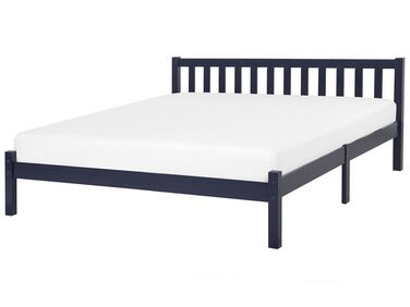 Łóżko drewniane 180 x 200 cm niebieskie FLORAC