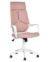 Cadeira de escritório em tecido rosa e branca DELIGHT_834170