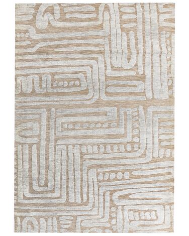 Teppich beige / hellgrau 160 x 230 cm abstraktes Muster MANDAI