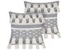 Set of 2 Cotton Cushions with Tassels 45 x 45 cm White and Grey BRAHEA_843252