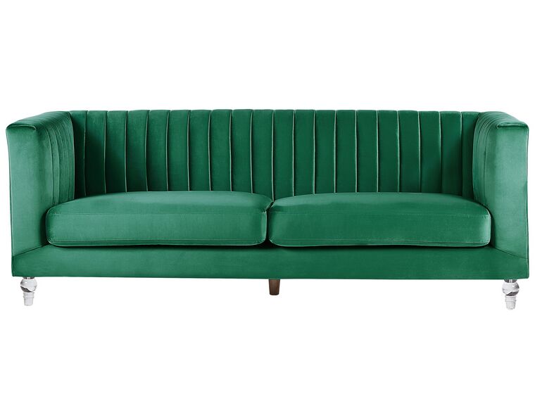 3 Seater Velvet Fabric Sofa Green ARVIKA_806131