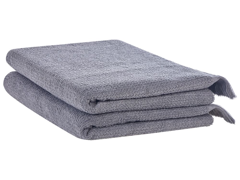 Set di 2 asciugamani cotone grigio ATIU 