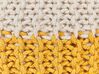 Pufe redondo em tricot creme e amarelo 50 x 35 cm CONRAD_813981