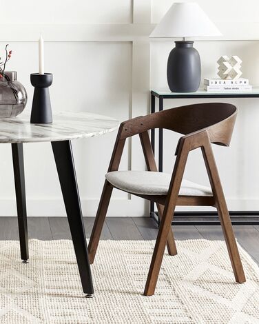 Set of 2 Dining Chairs Dark Wood and Grey YUBA