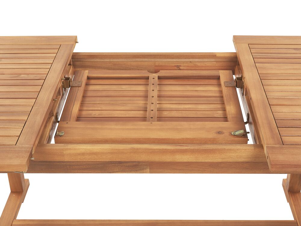 Gartentisch Akazienholz hellbraun 160 / 220 x 90 cm ausziehbar JAVA