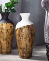 Vase décoratif blanc et bois clair 44 cm BONA_813389