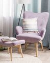 Velvet Wingback Chair with Footstool Light Violet VEJLE_712801