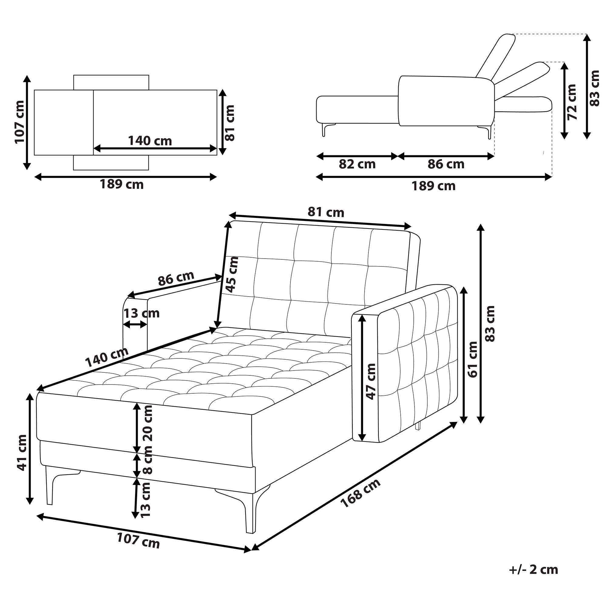Szezlong grafitowy ABERDEEN