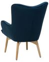 Sessel Samtstoff blau mit Hocker VEJLE_712880
