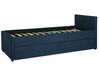 Tagesbett ausziehbar Leinenoptik marineblau Lattenrost 80 x 200 cm MARMANDE_770384